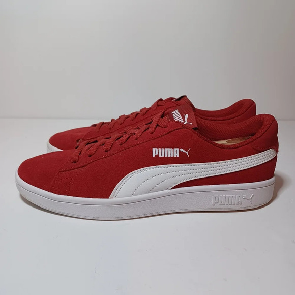 Puma smash V2 suede red and white mens size 8 flawed 05 Box 1 - Picture 1 of 11